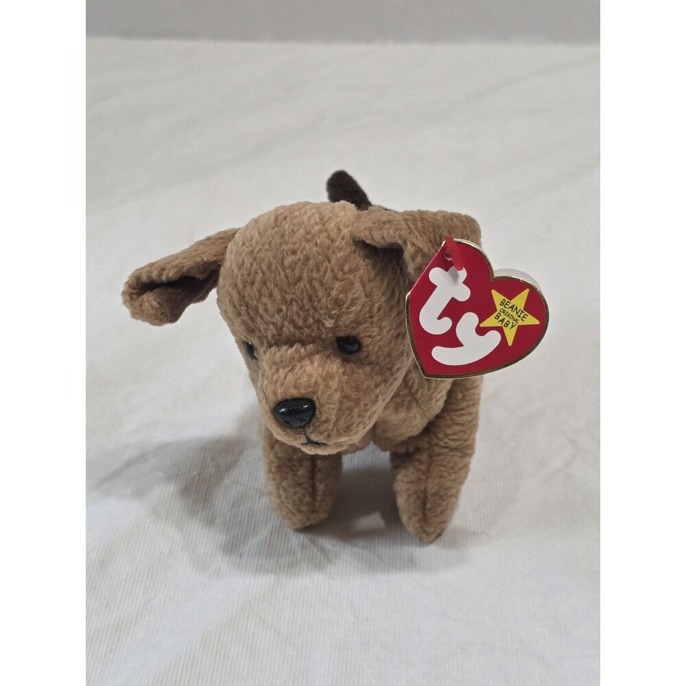 NWT 1996 TY Beanie Original Baby Two Tone Brown Dog 7"